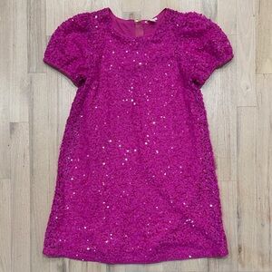 Crewcuts Sequin Puff Sleeve Dress style BV524 Sz 12 color purple shine (Fuschia)
